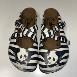 Woman’s Shoes Black White Panda Calceo Size 40/9 Clogs